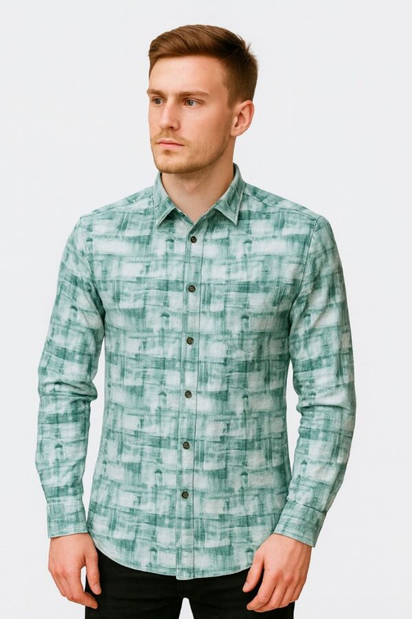 Printed Green Cotton Shirt