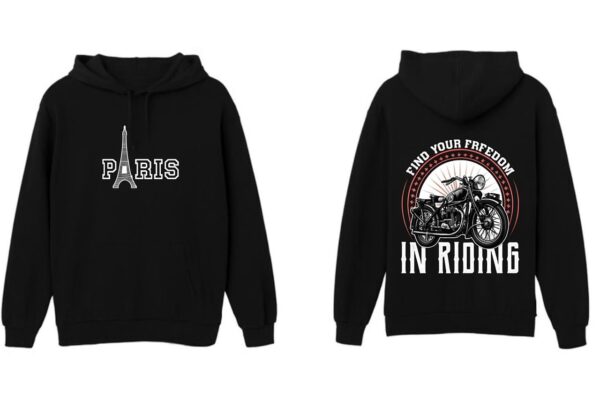 Paris Rider Hoodie – Black Casual Pullover