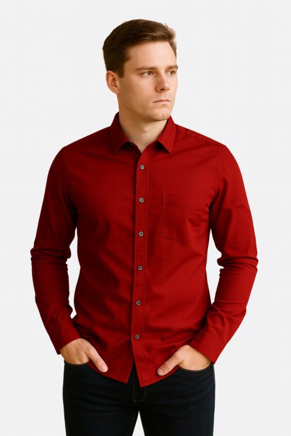 Solid Red Cotton Shirt